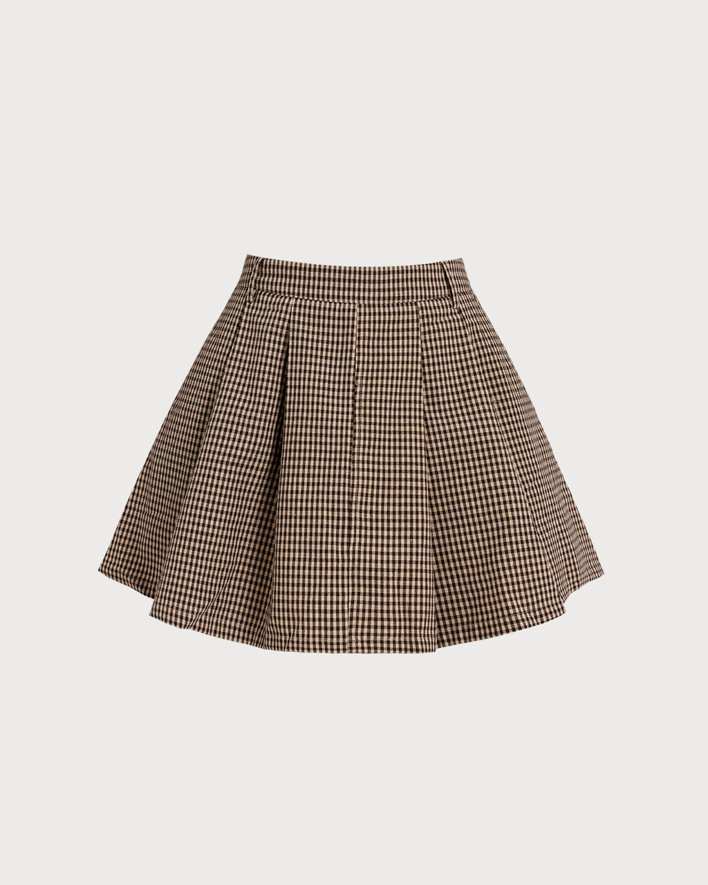 Falda a cuadros marrón fruncida