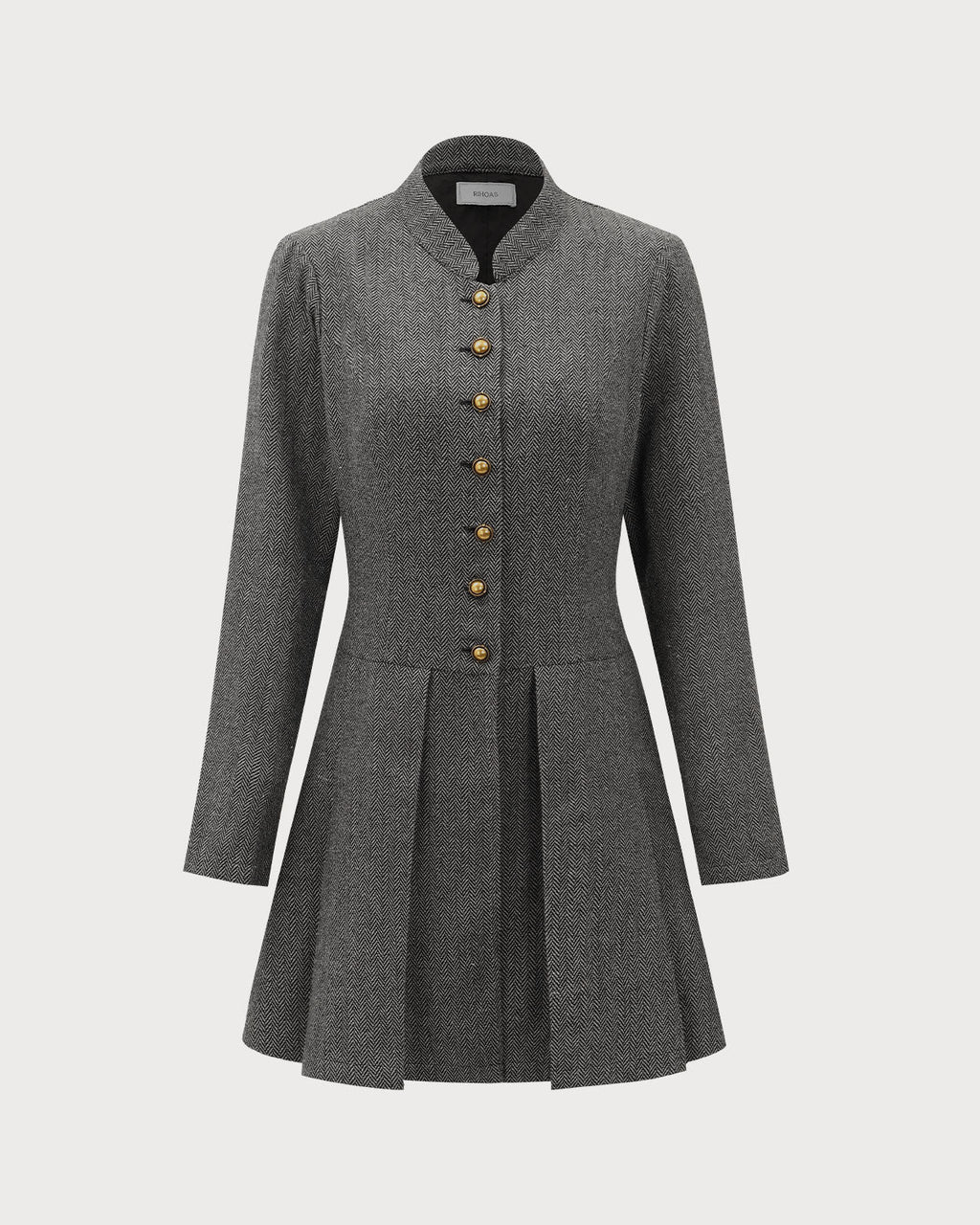 Vestido mini plisado gris con botones