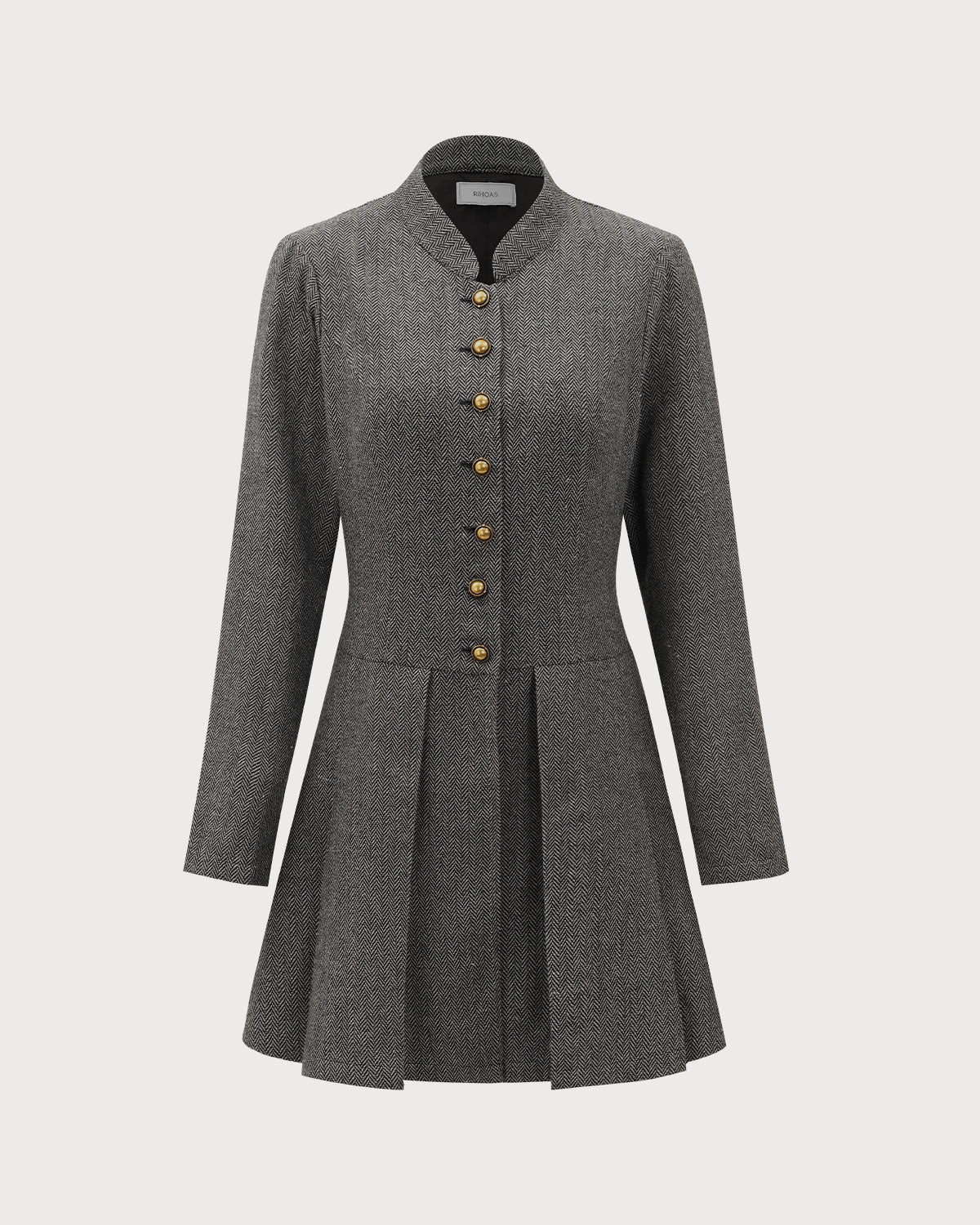 Vestido mini plisado gris con botones