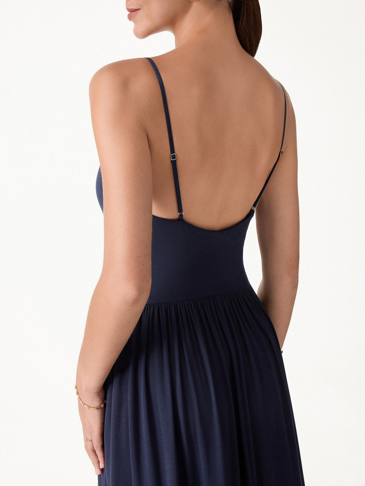 Vestido brami midi de cuello drapeado y espalda abierta