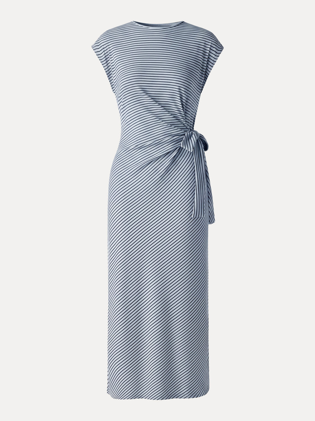 Vestido midi de rayas relajado con lazo ajustable