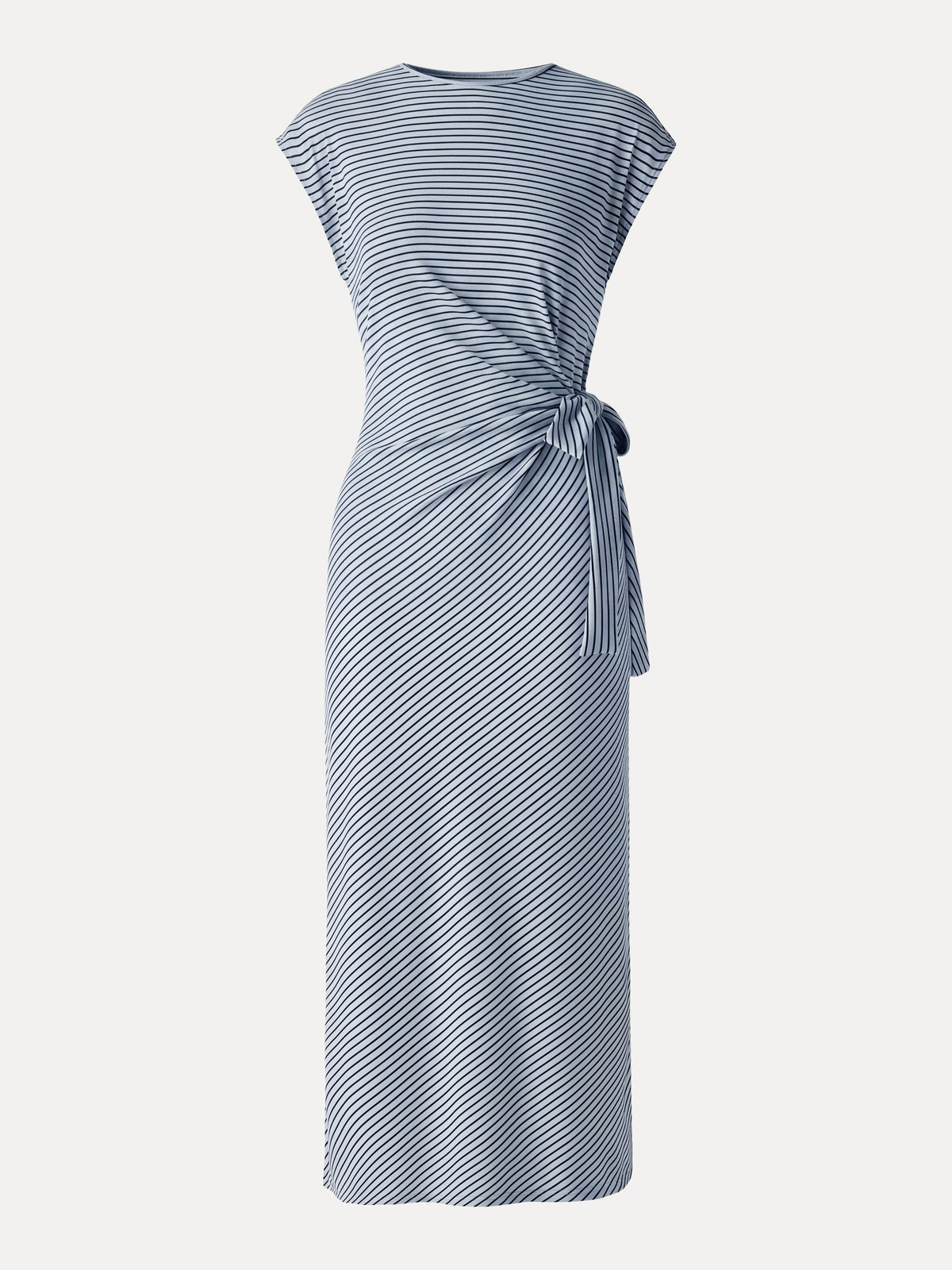 Vestido midi de rayas relajado con lazo ajustable