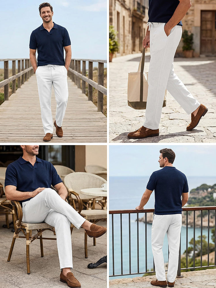 Pantalón cómodo de algodón y lino