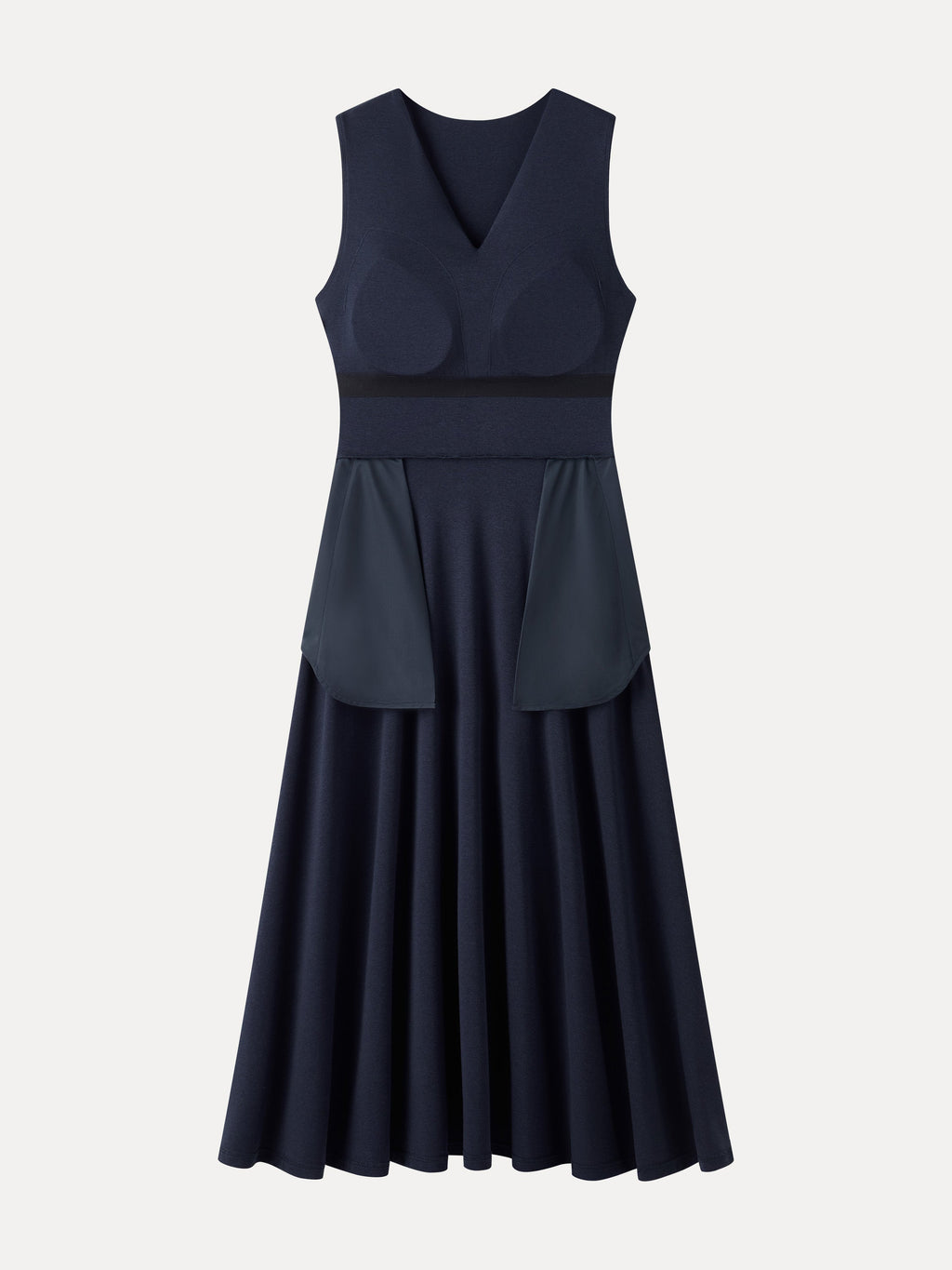 Vestido midi brami acanalado de cuello en V y línea A