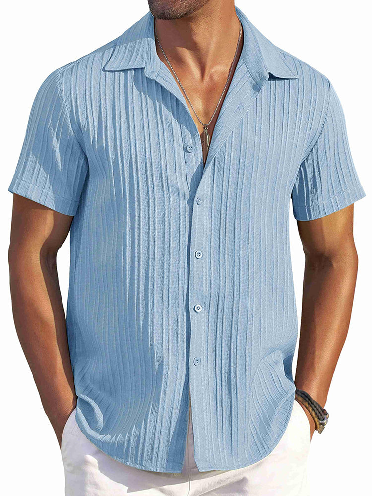 Camisa texturizada de playa de manga corta