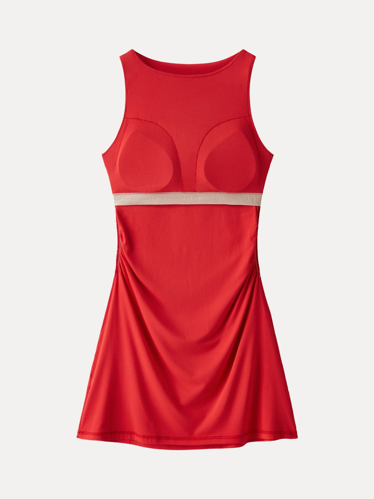 Vestido brami mini línea A de cuello barco fruncido