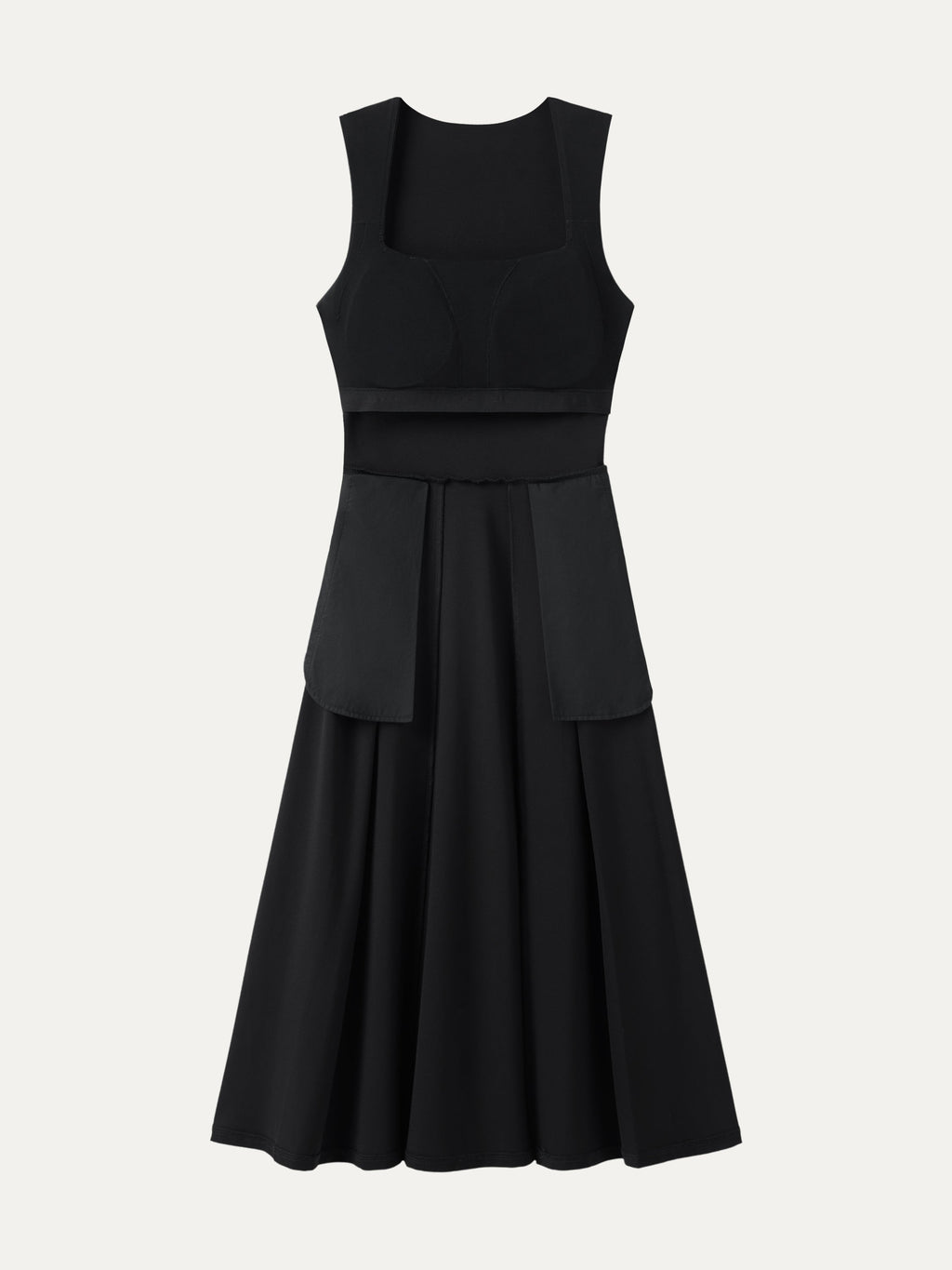 Vestido brami midi de cuello cuadrado con bolsillos