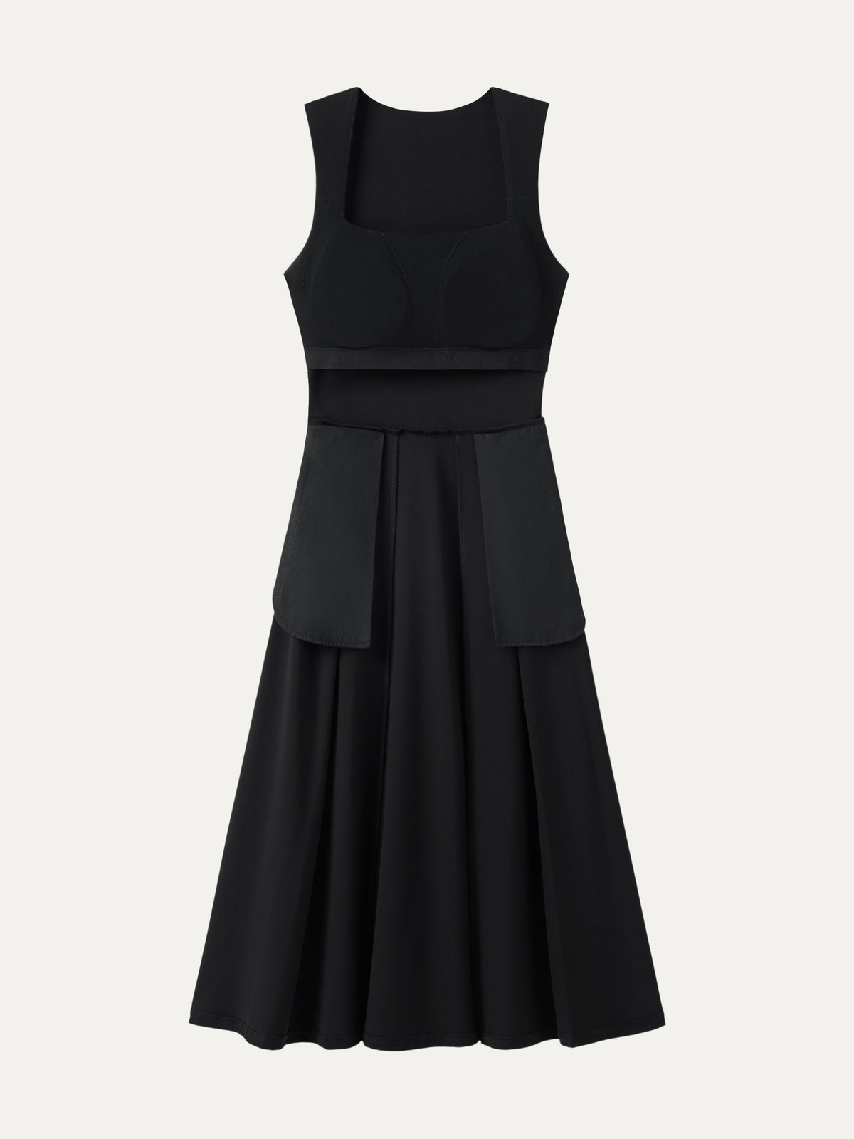 Vestido brami midi de cuello cuadrado con bolsillos