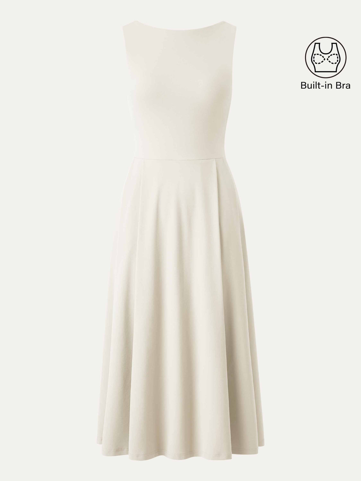 Vestido midi brami de cuello barco en punto de bambú