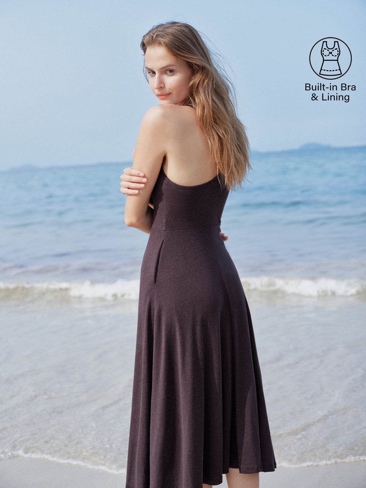 Vestido brami midi de lino y tirantes finos