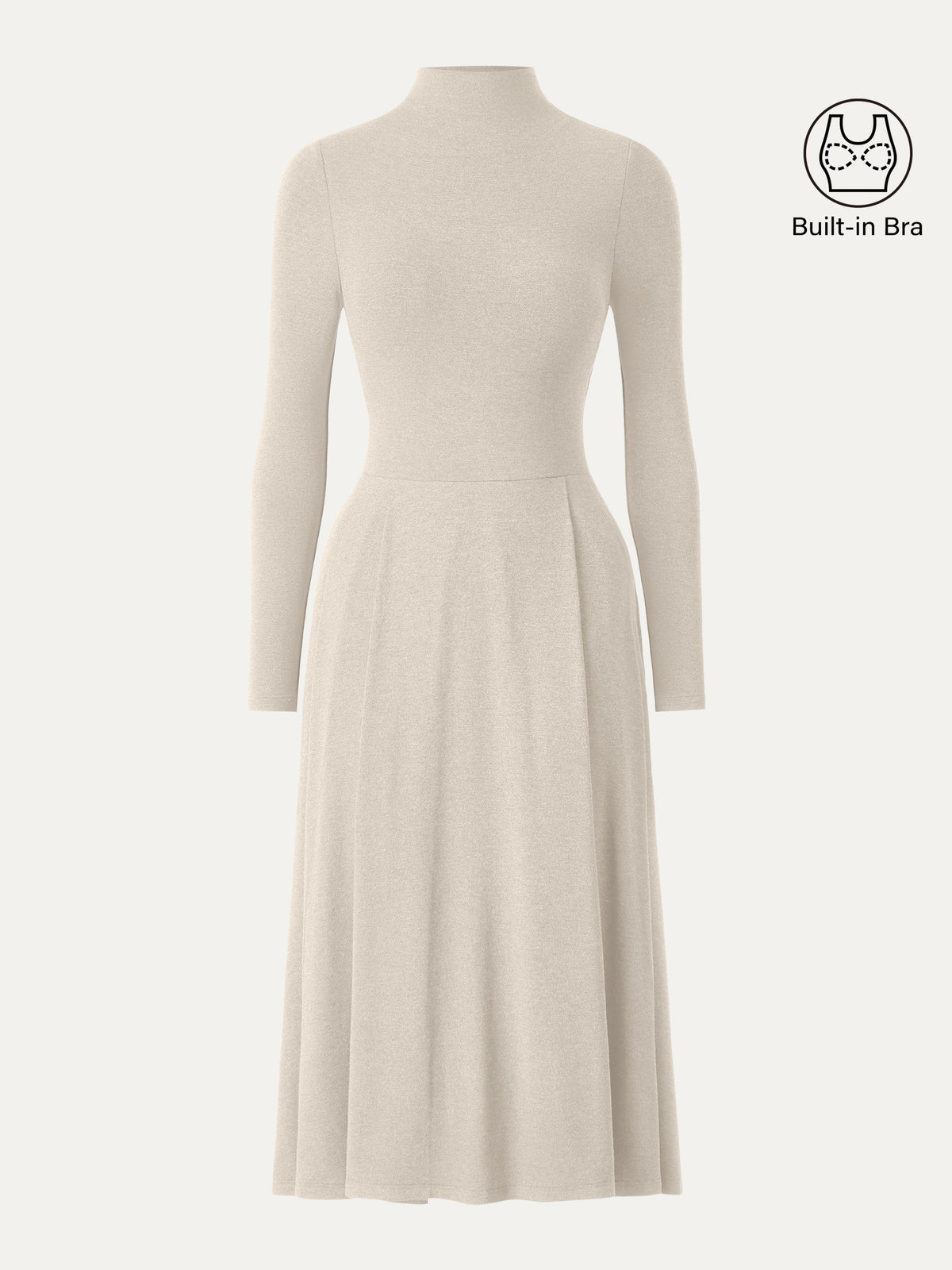 Vestido brami midi de cuello alto plisado con bolsillos