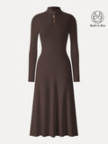 Vestido brami midi de cuello mao con botones de bola, edición limitada