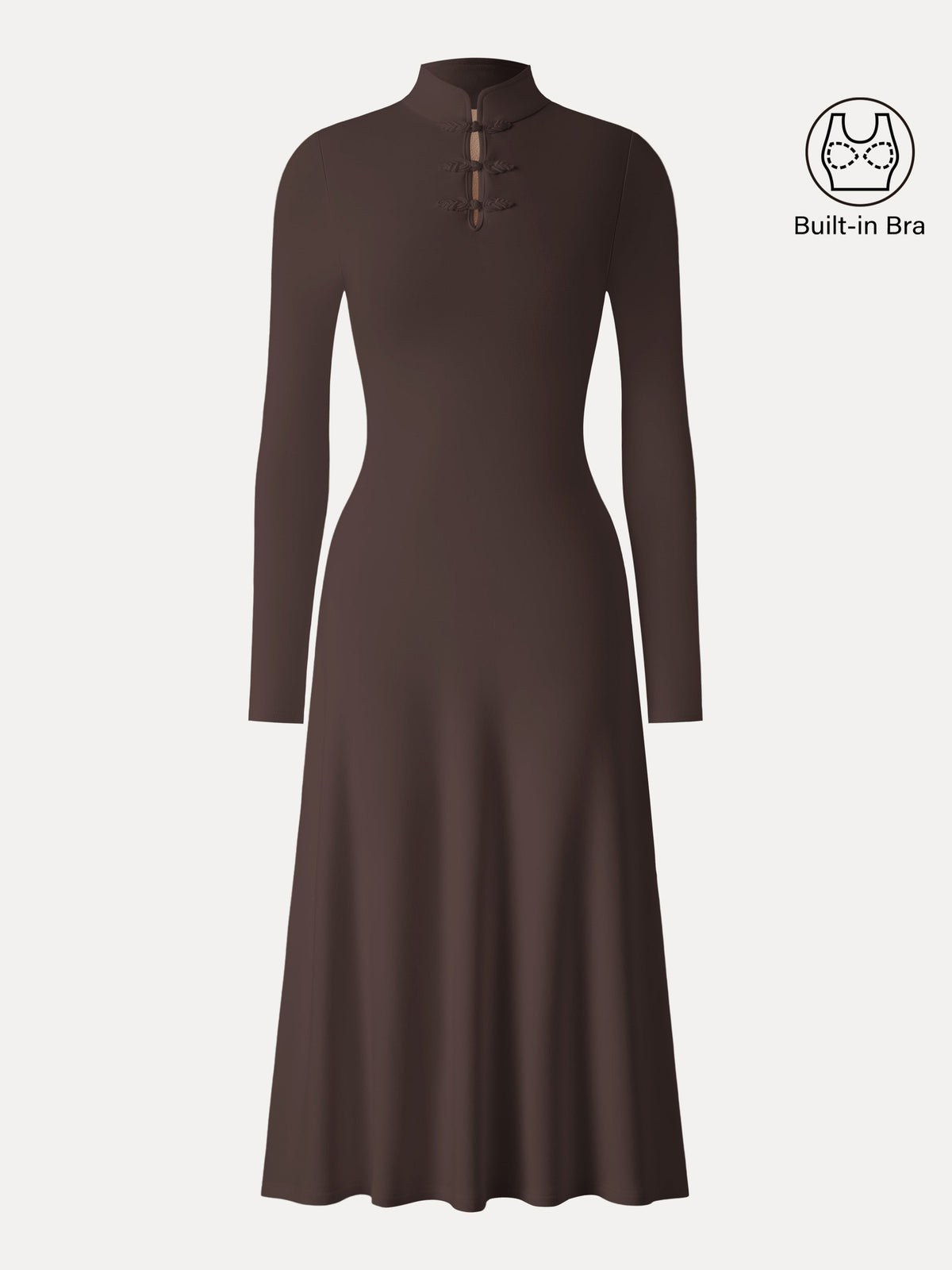 Vestido brami midi de cuello mao con botones de bola, edición limitada