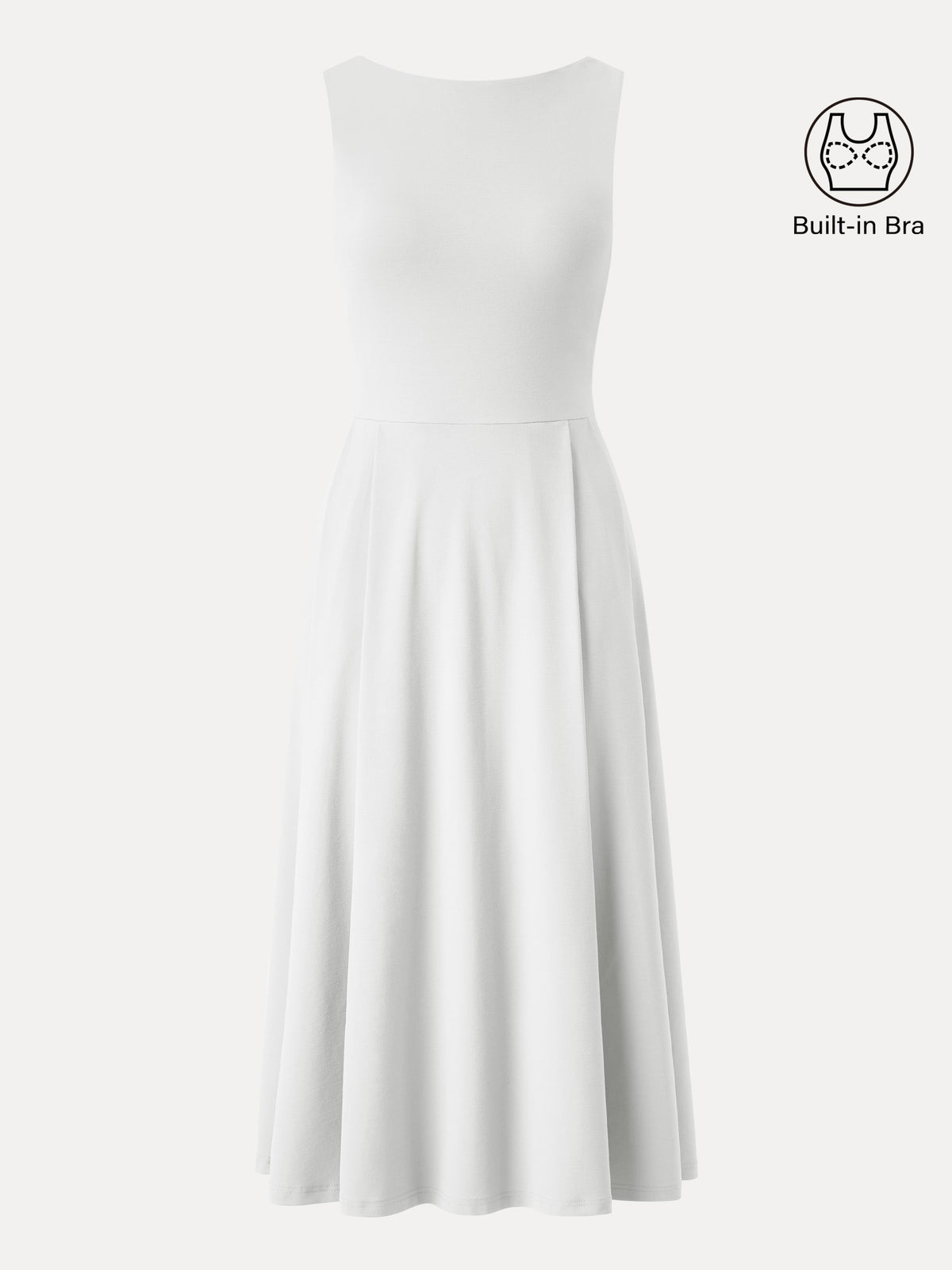 Vestido midi brami de cuello barco en punto de bambú