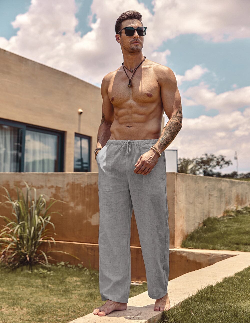 Pantalón holgado estilo lino