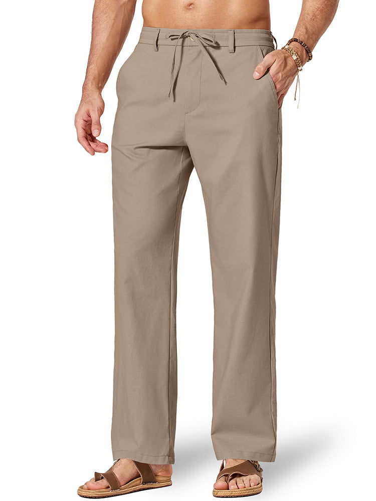 Pantalón cómodo de algodón y lino