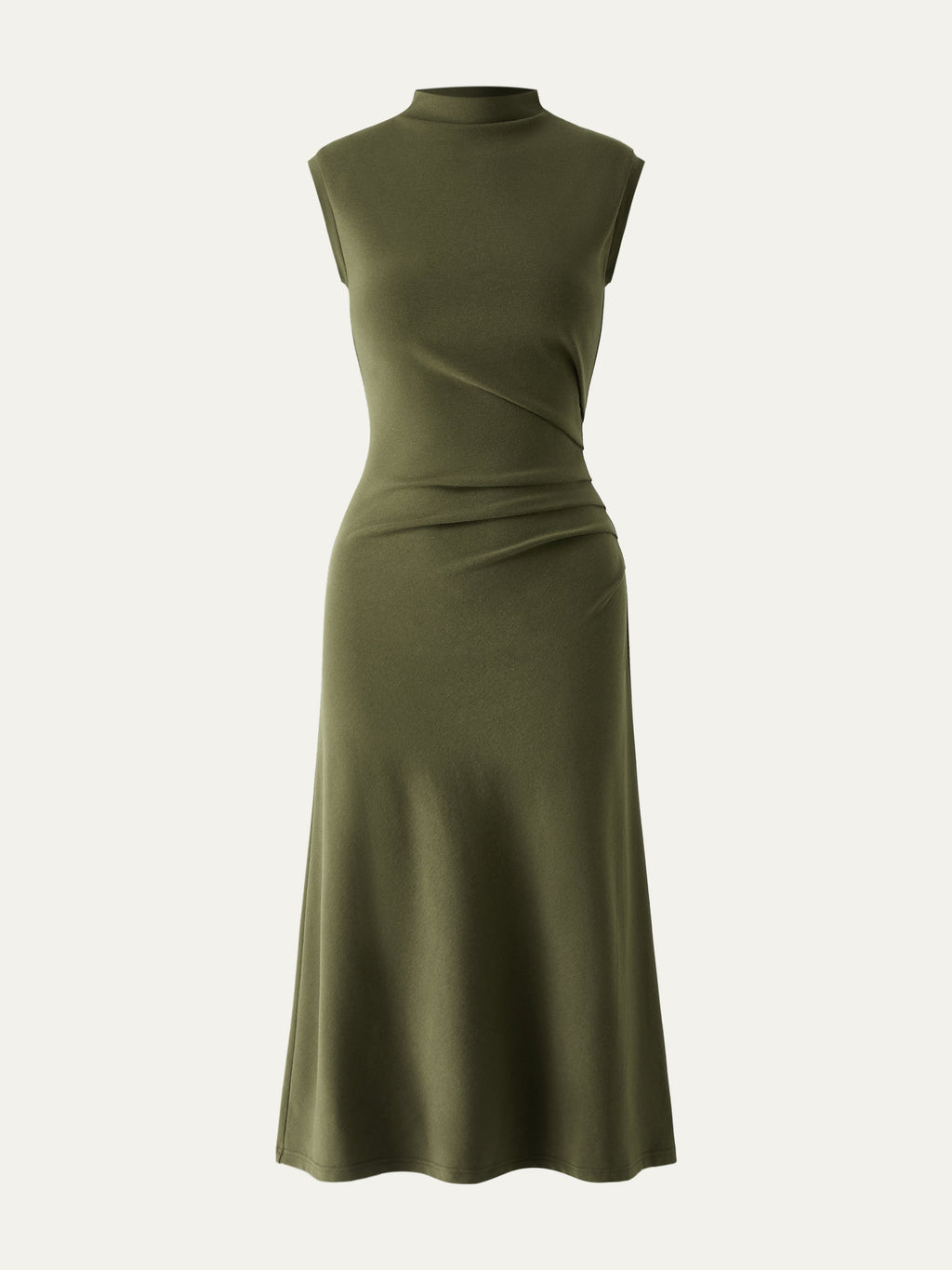 Vestido midi de cuello alto con pinzas