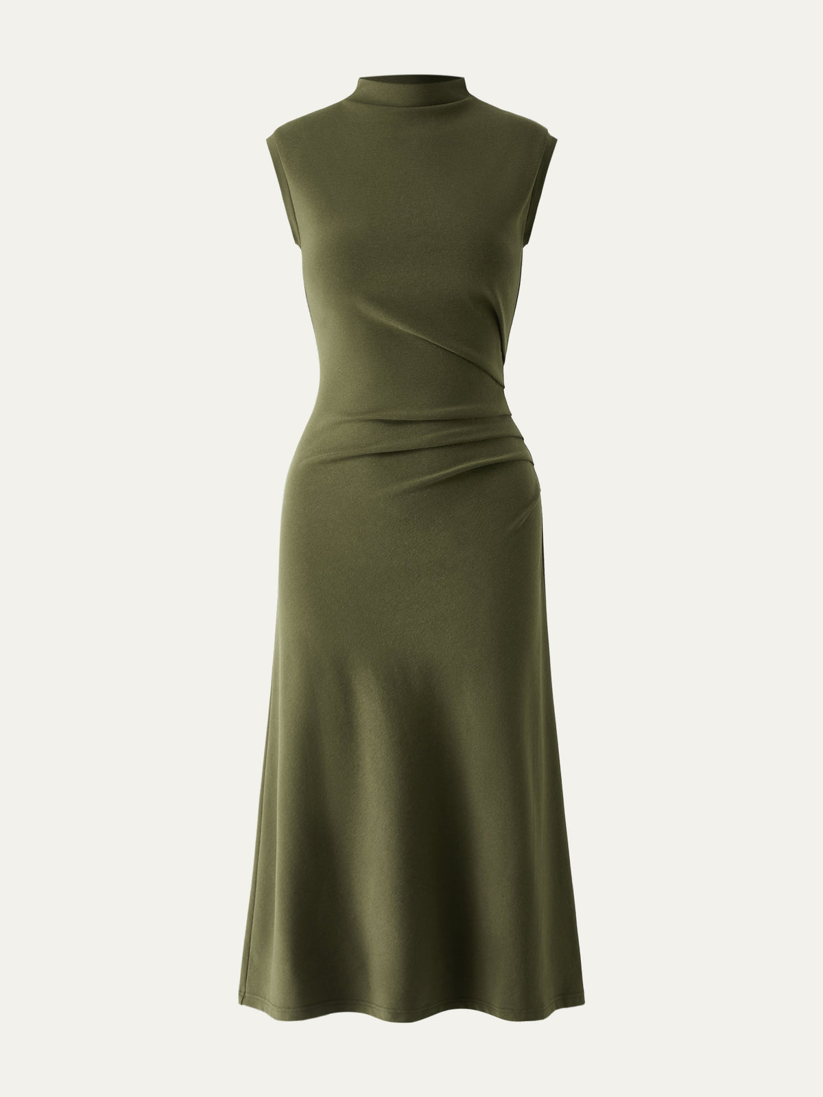 Vestido midi de cuello alto con pinzas