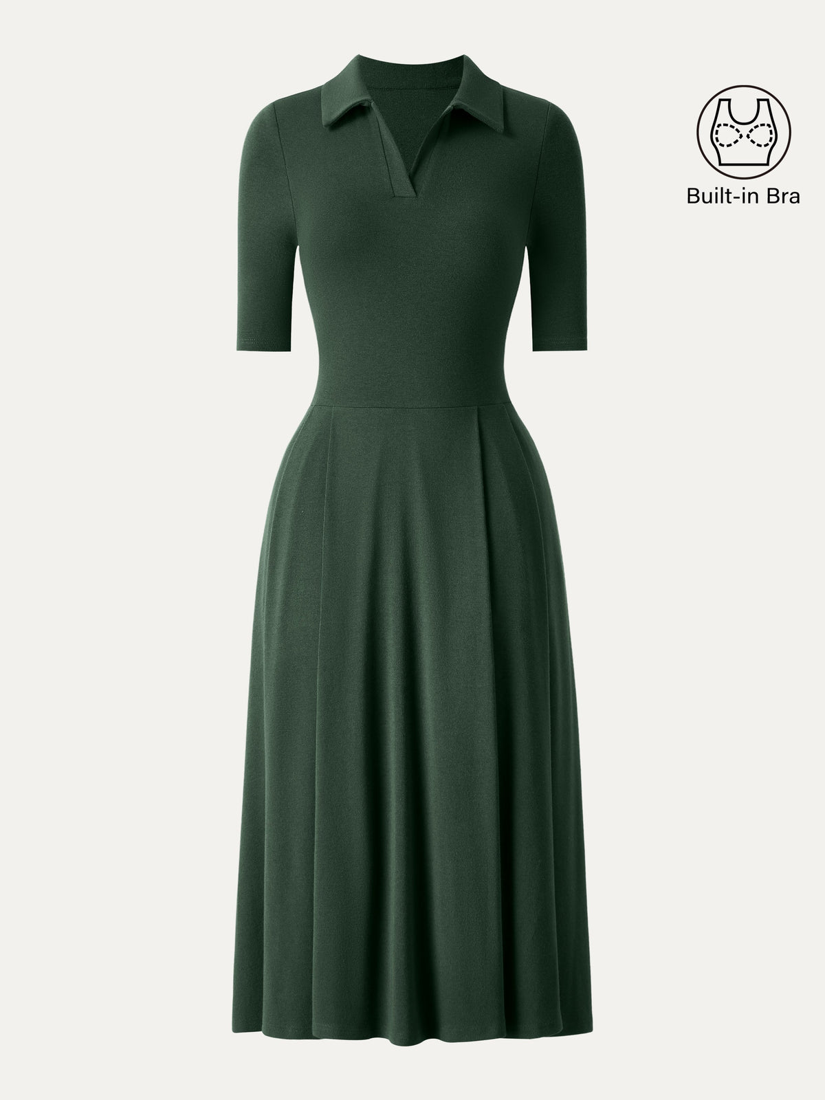 Vestido midi brami de cuello polo y manga a codo