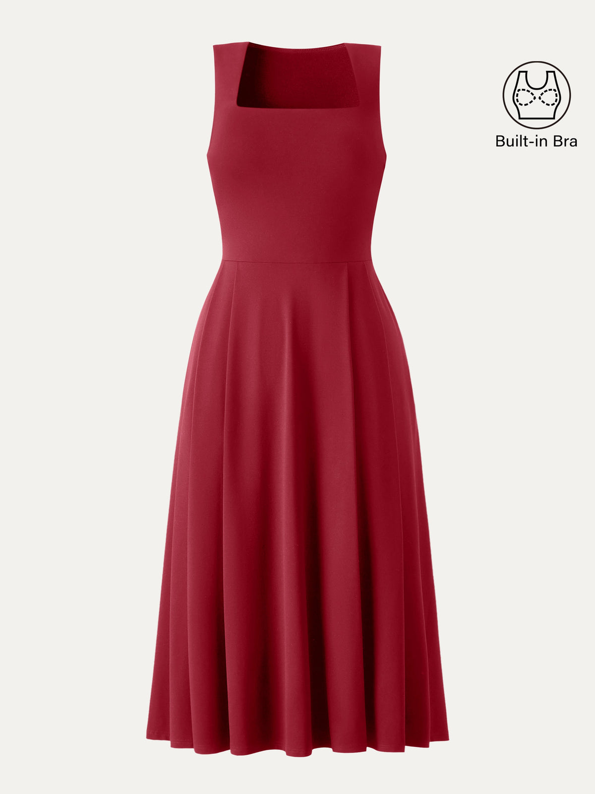 Vestido midi negro brami de cuello cuadrado