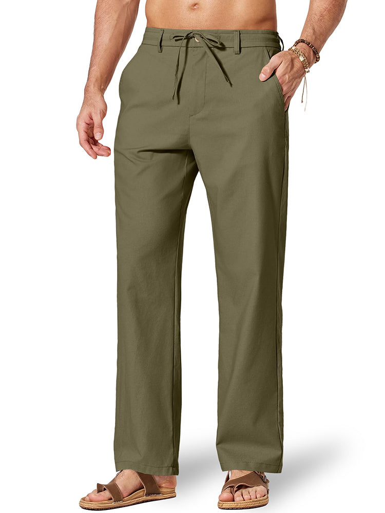 Pantalón cómodo de algodón y lino