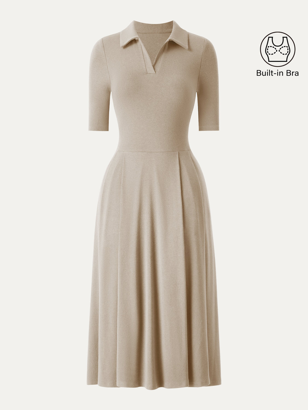 Vestido midi brami de cuello polo y manga a codo