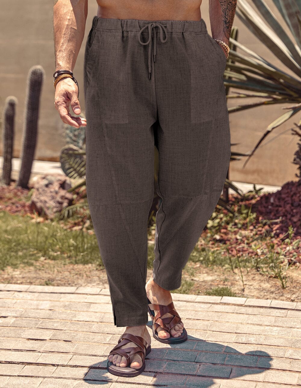 Pantalón harem holgado estilo playa