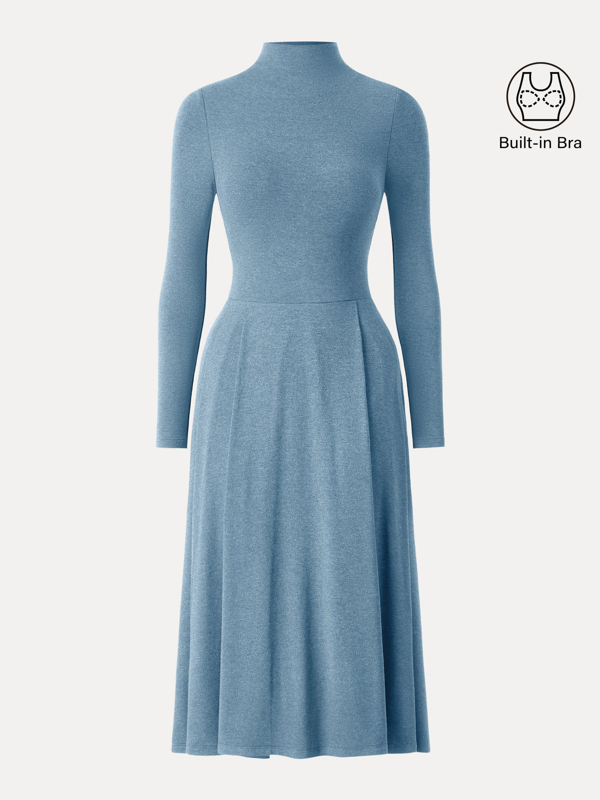 Vestido brami midi de cuello alto plisado con bolsillos