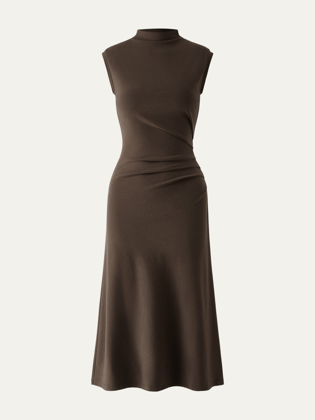 Vestido midi de cuello alto con pinzas
