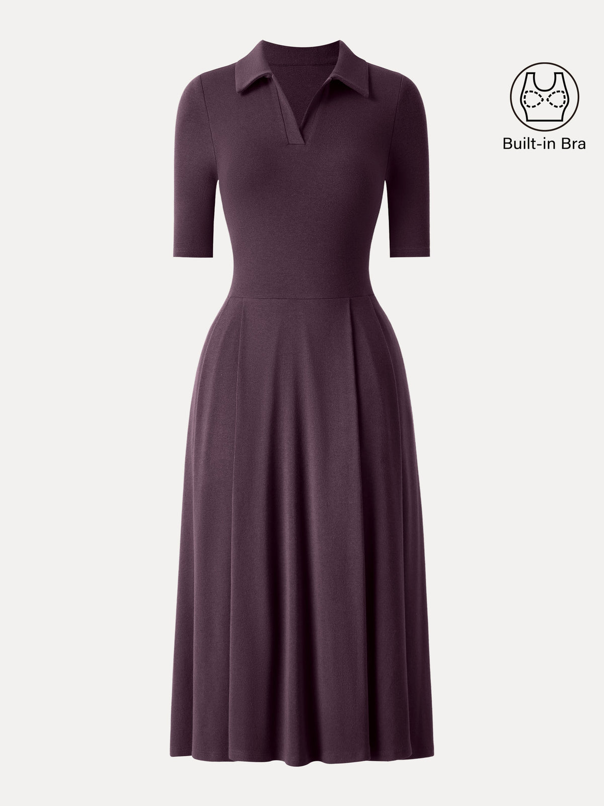 Vestido midi brami de cuello polo y manga a codo