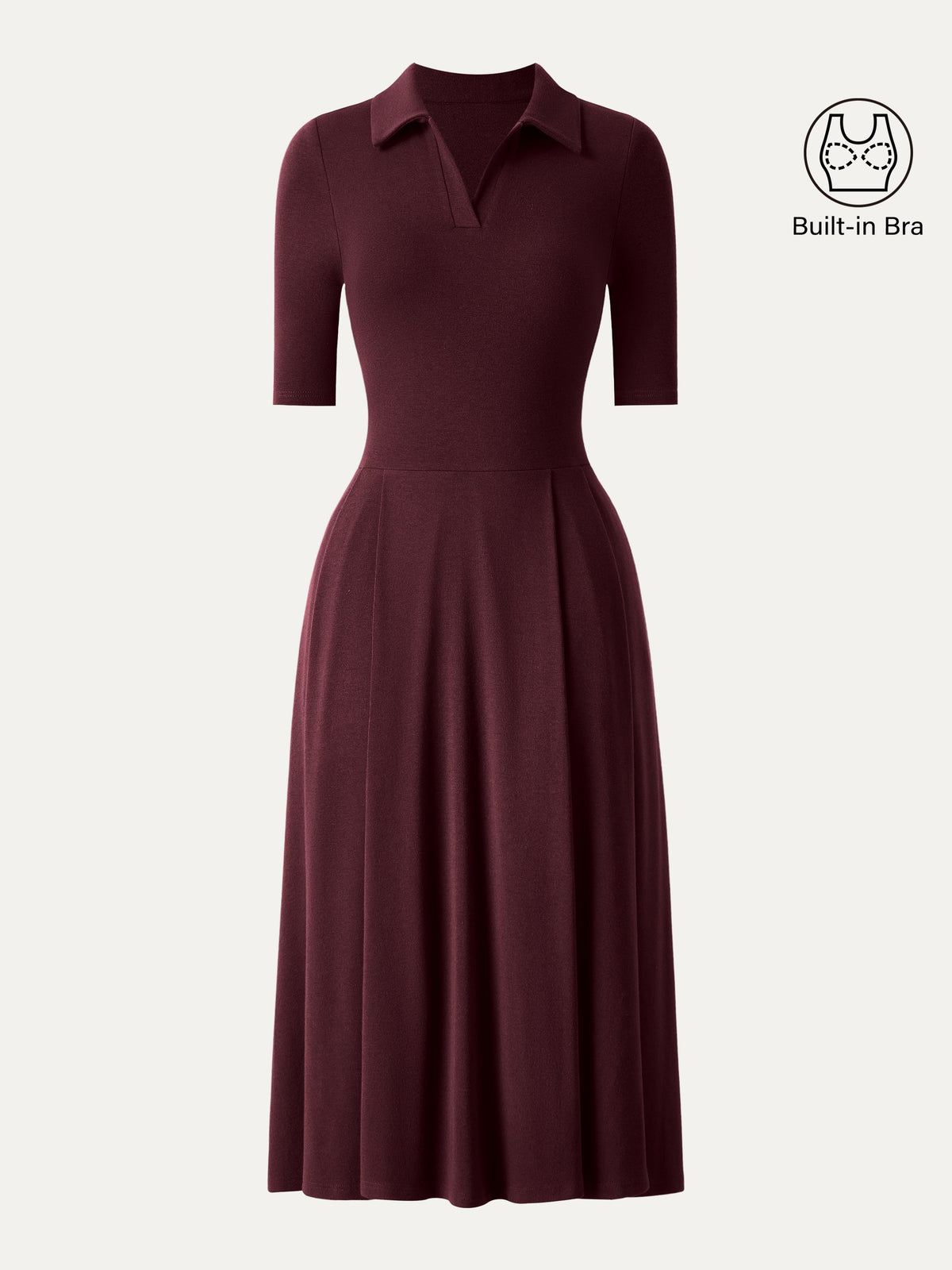 Vestido midi brami de cuello polo y manga a codo