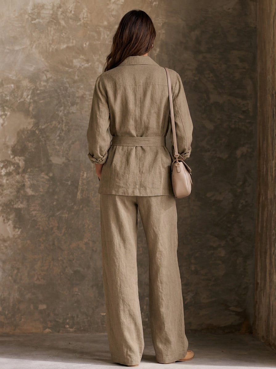 Pantalón recto de lino minimalista