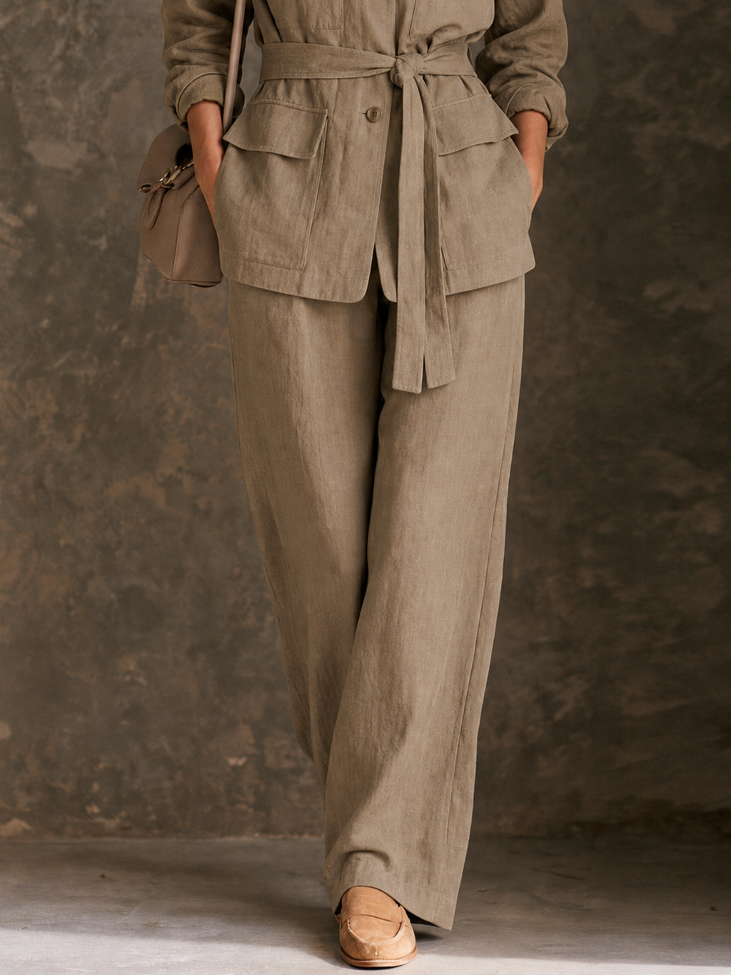 Pantalón recto de lino minimalista