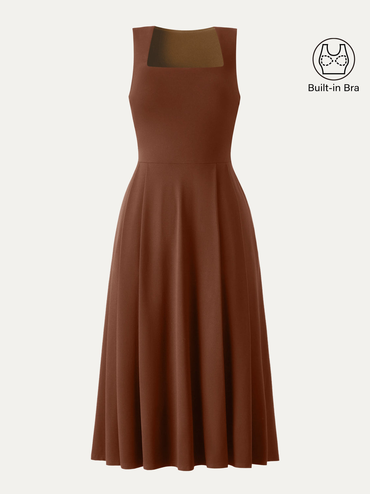 Vestido brami midi de cuello cuadrado con bolsillos
