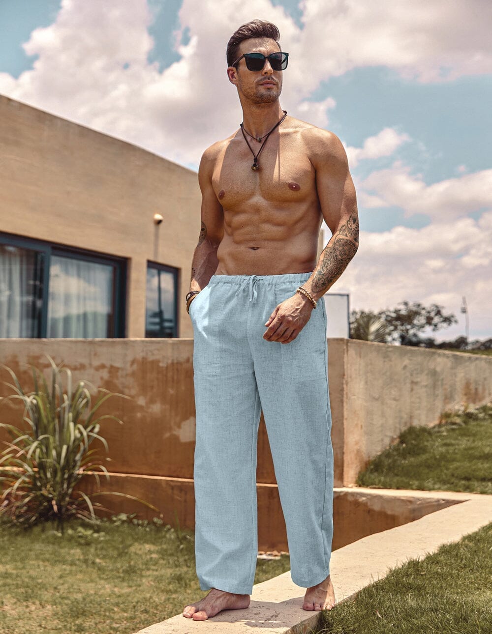 Pantalón holgado estilo lino