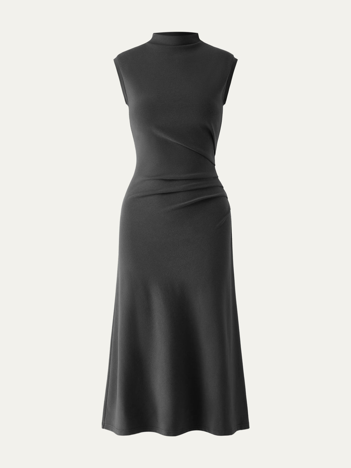 Vestido midi de cuello alto con pinzas