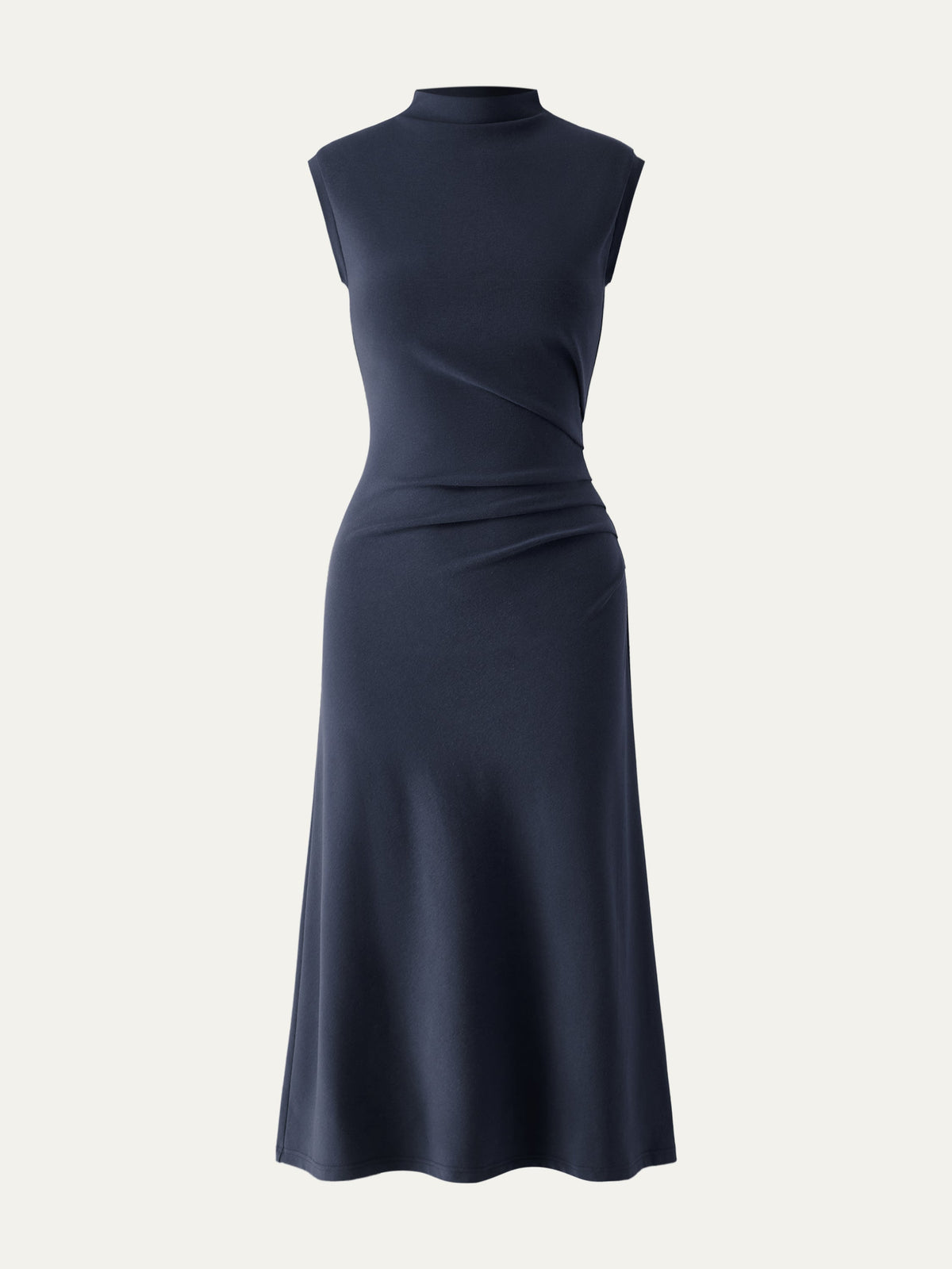 Vestido midi de cuello alto con pinzas