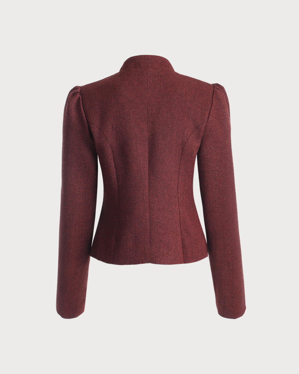 Chaqueta de tweed retro de un solo botón en burdeos