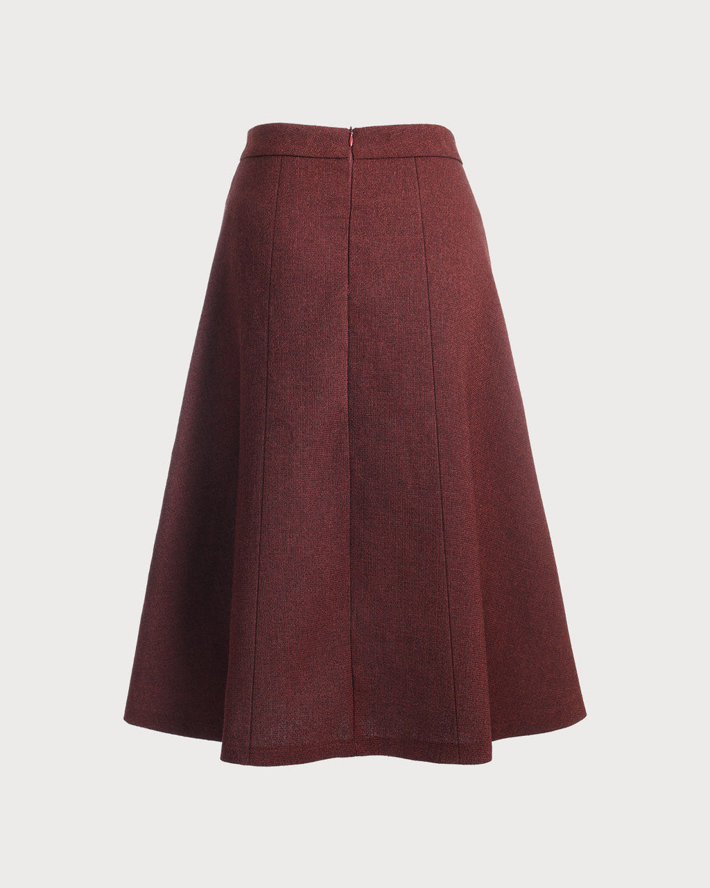Falda de tweed de cintura alta color burdeos