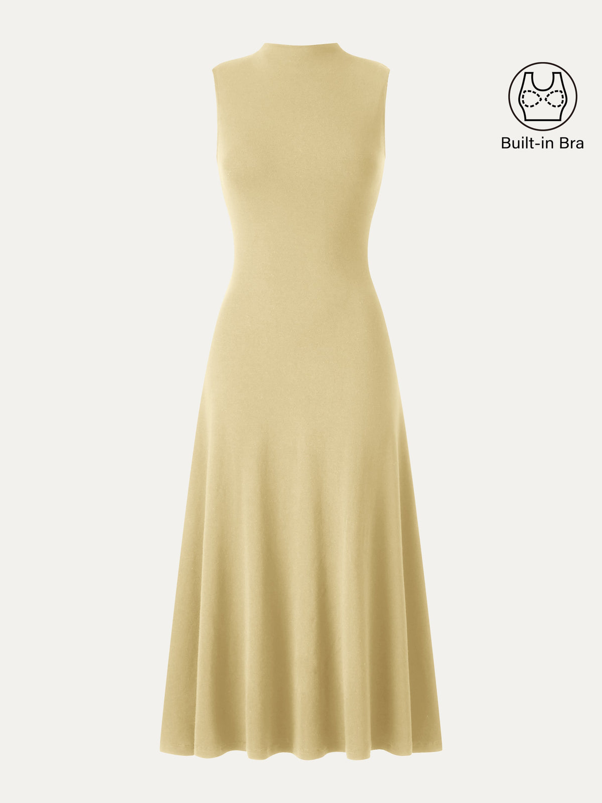 Vestido brami midi línea A de cuello alto sin mangas