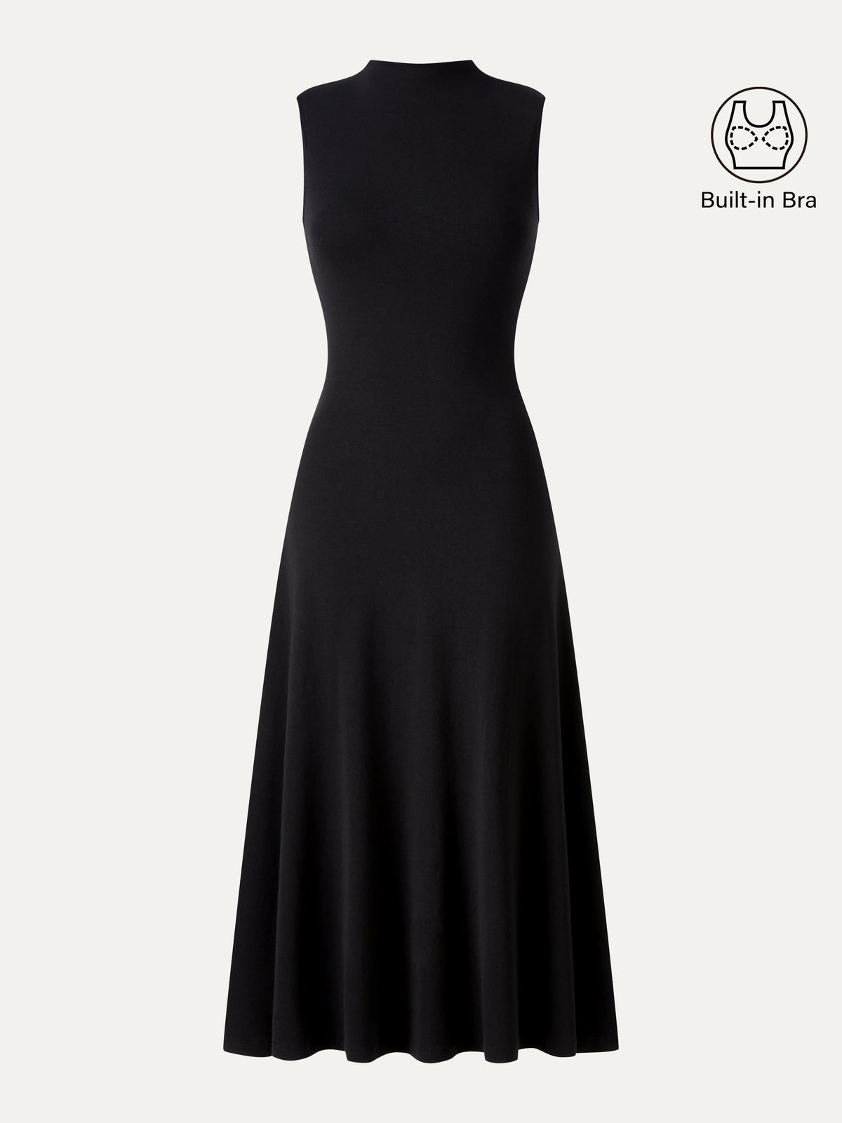 Vestido brami midi línea A de cuello alto sin mangas