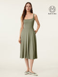 Vestido brami midi vaporoso de cuello cuadrado