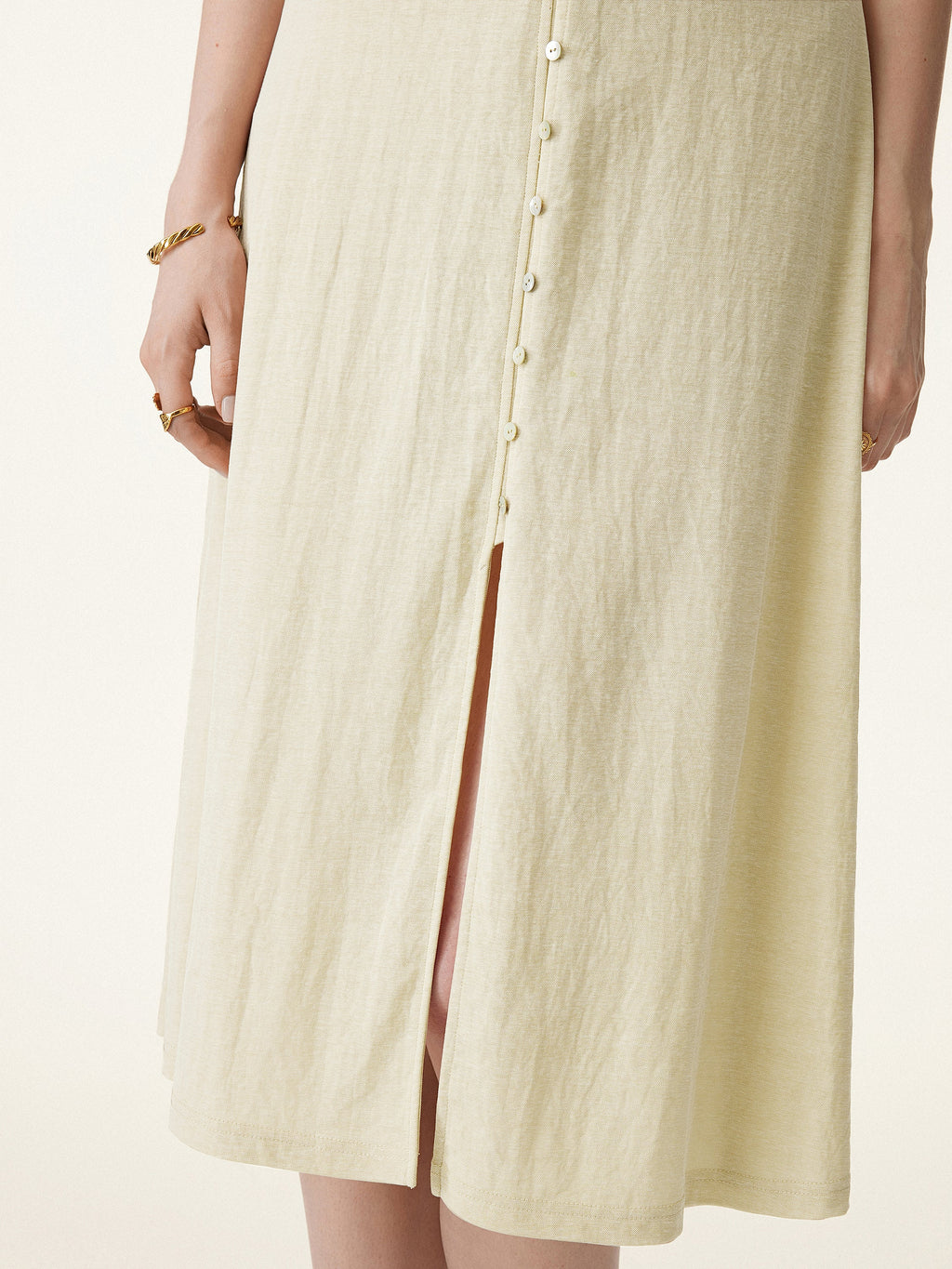 Vestido midi chaleco de cuello en V con botones, multiusos