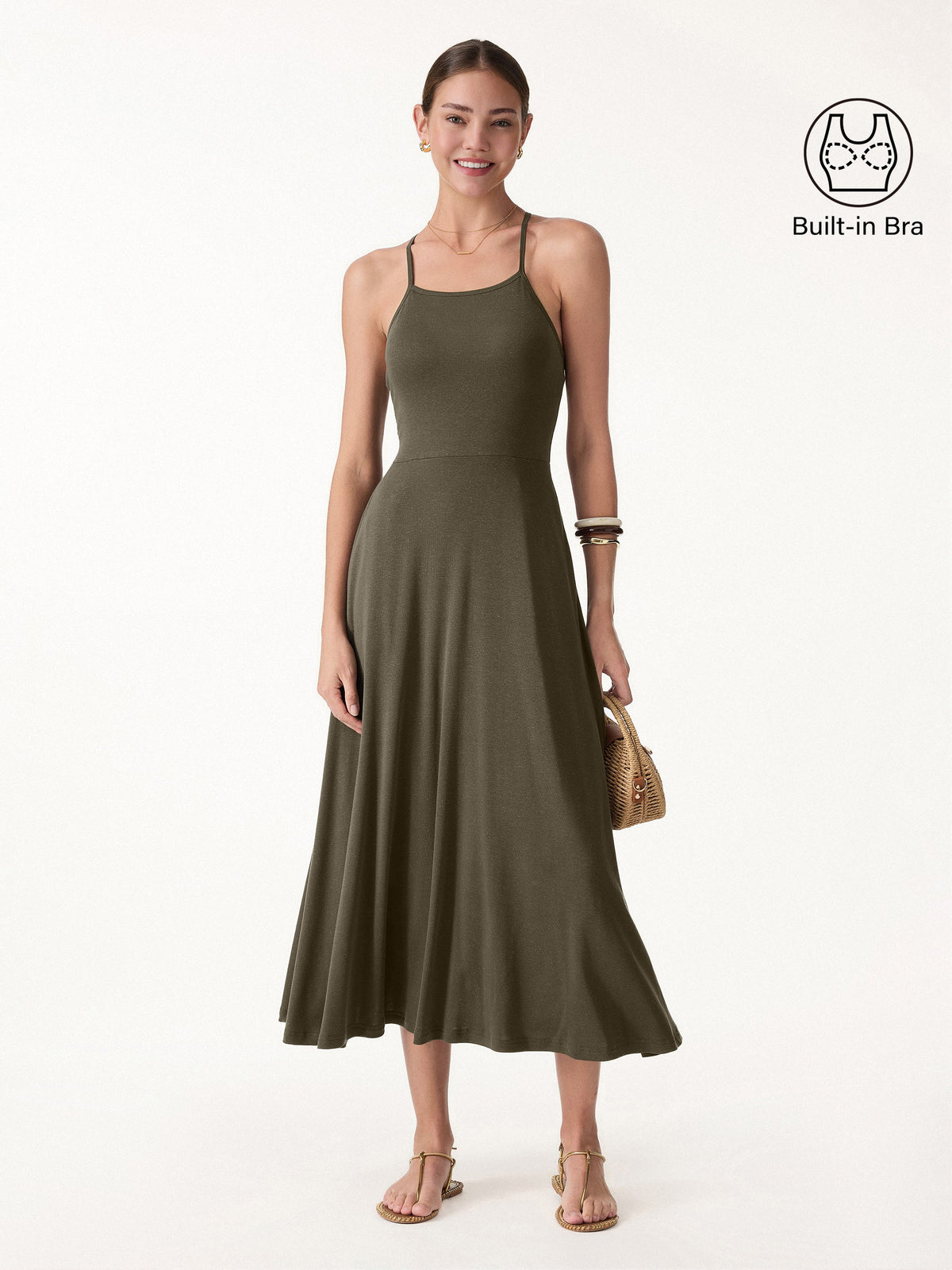 Vestido brami midi de lino y tirantes finos