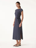 Vestido midi de rayas relajado con lazo ajustable