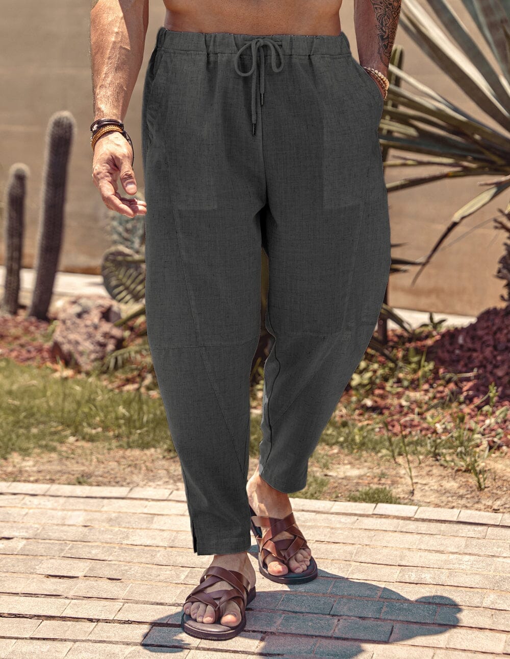 Pantalón harem holgado estilo playa