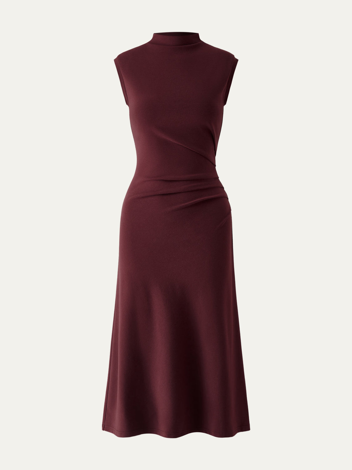 Vestido midi de cuello alto con pinzas