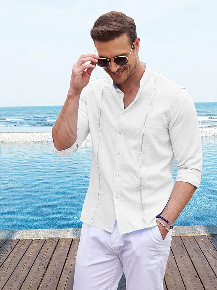 Camisa guayabera cubana de lino bordada