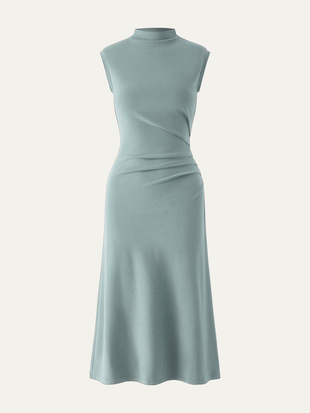 Vestido midi de cuello alto con pinzas