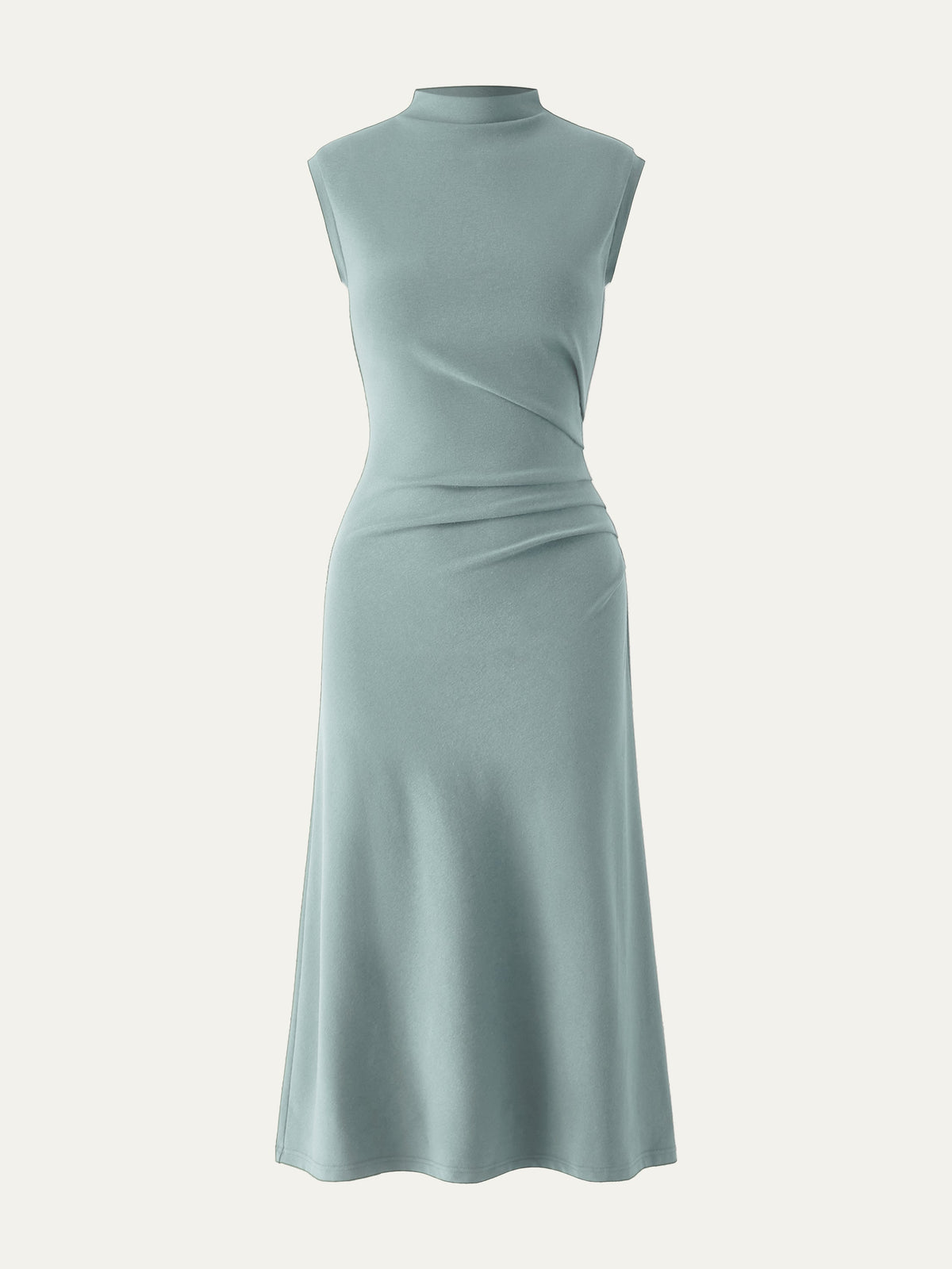 Vestido midi de cuello alto con pinzas